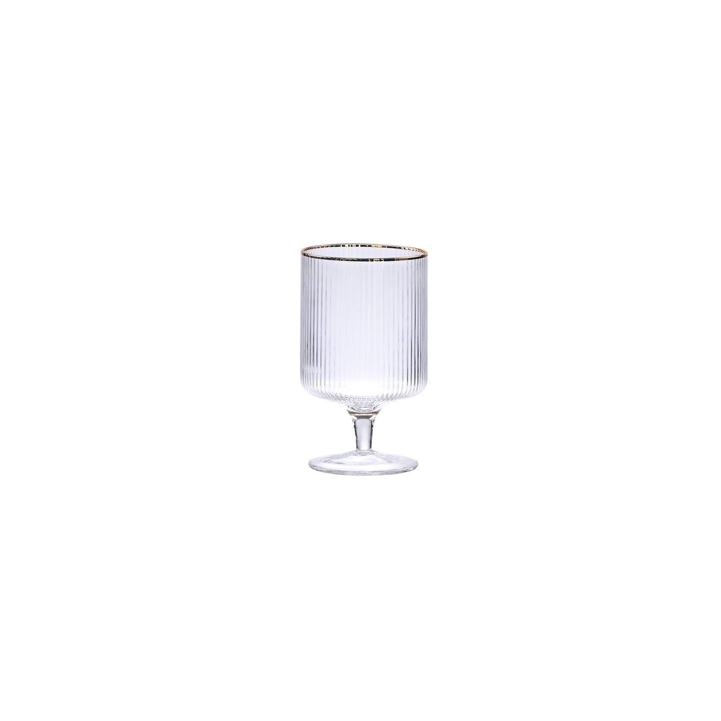 Ribbed Gold Rim Wine Glass Set of 6