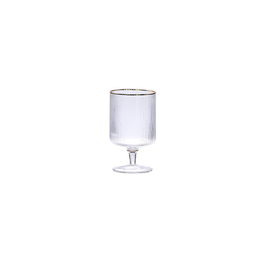 Ribbed Gold Rim Wine Glass Set of 6