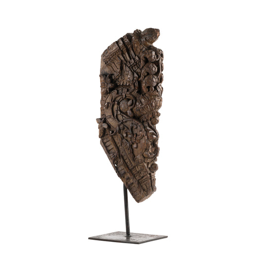 Wooden Artefact on Metal Stand