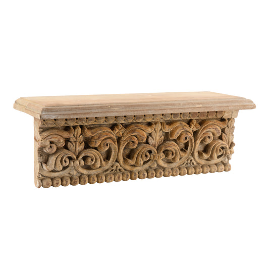 Hand Carved Wooden Shelf