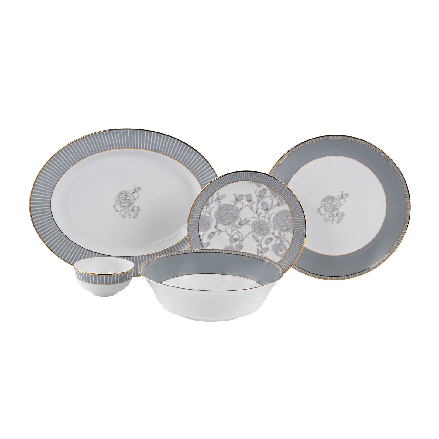 Grey Iris Dinner Set 21 Pcs