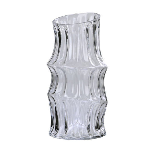 Abstract Lining Clear Glass Vase