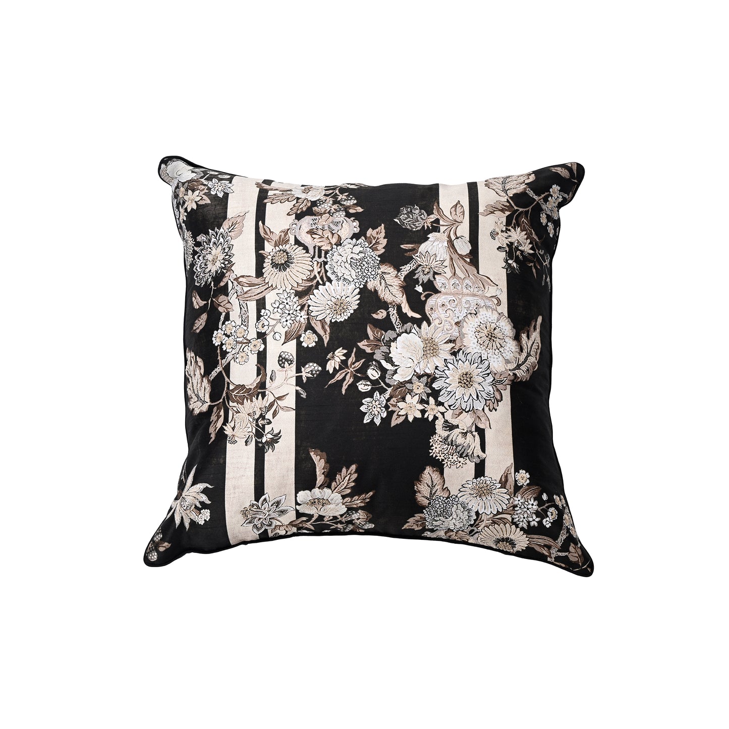 Gulbagh Black Cushion Cover