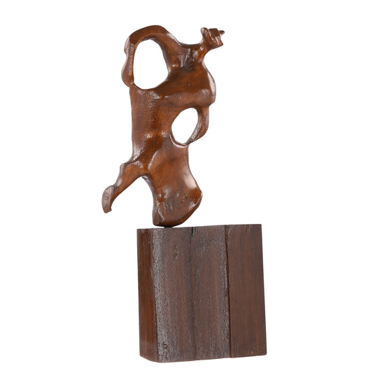 Village Farmer Sculpture On Wood