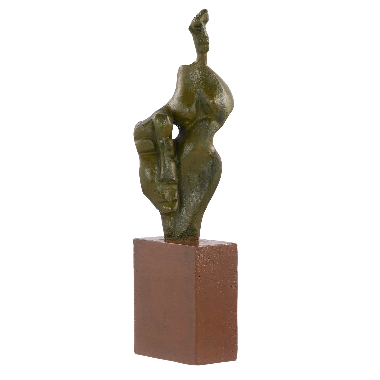 Two Woman Child Sculptures On Wood