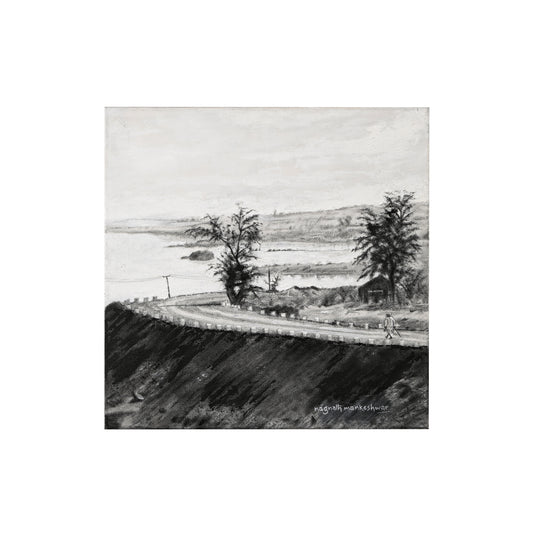 Village Landscape Charcoal - Nagnath Mankeshwar