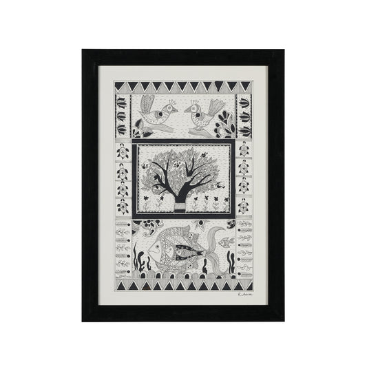 Godhna Art in Black & White on Paper - Ankita Rohra