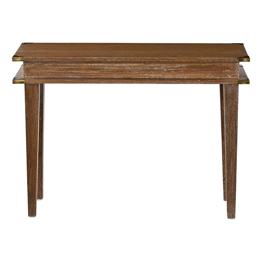 Wooden Console with Metal Corner