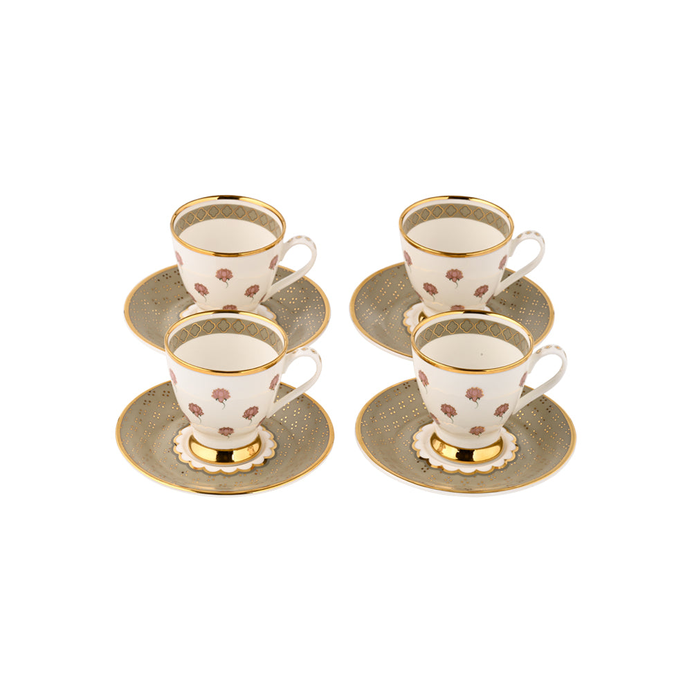 Gift Set - Lotus Pichwai  Tea cup and Saucers Set of 4