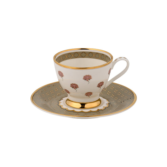 Gift Set - Lotus Pichwai  Tea cup and Saucers Set of 4