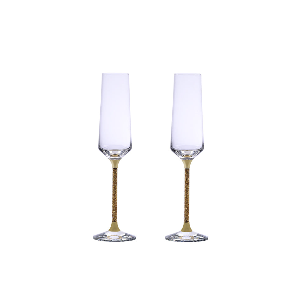 Gold Foil Champagne Glass Set of 2