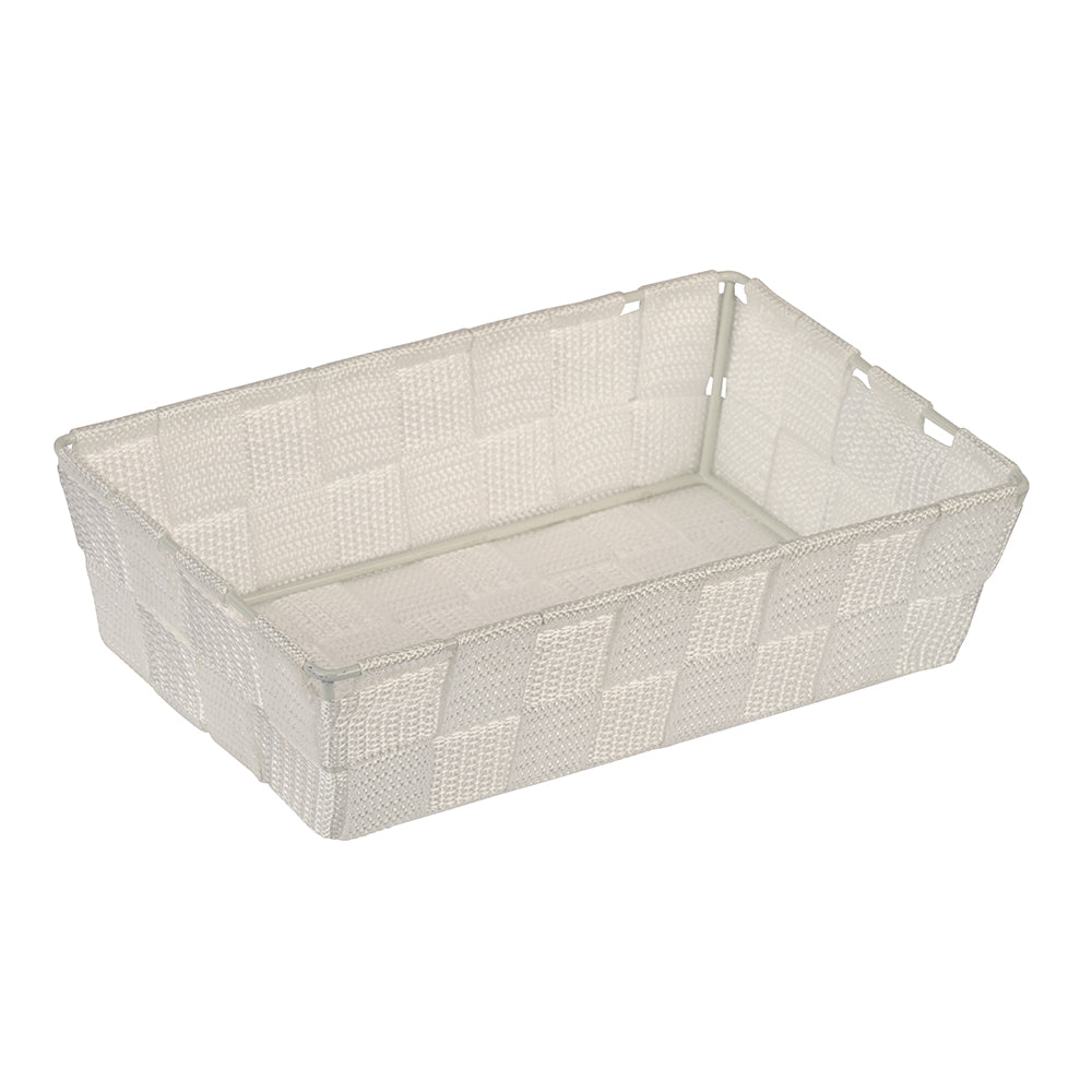 Alvaro White Rectangular Basket Small