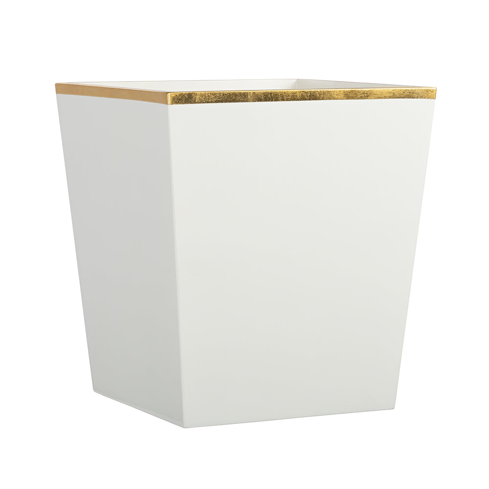 Lacquered Bin White and Gold