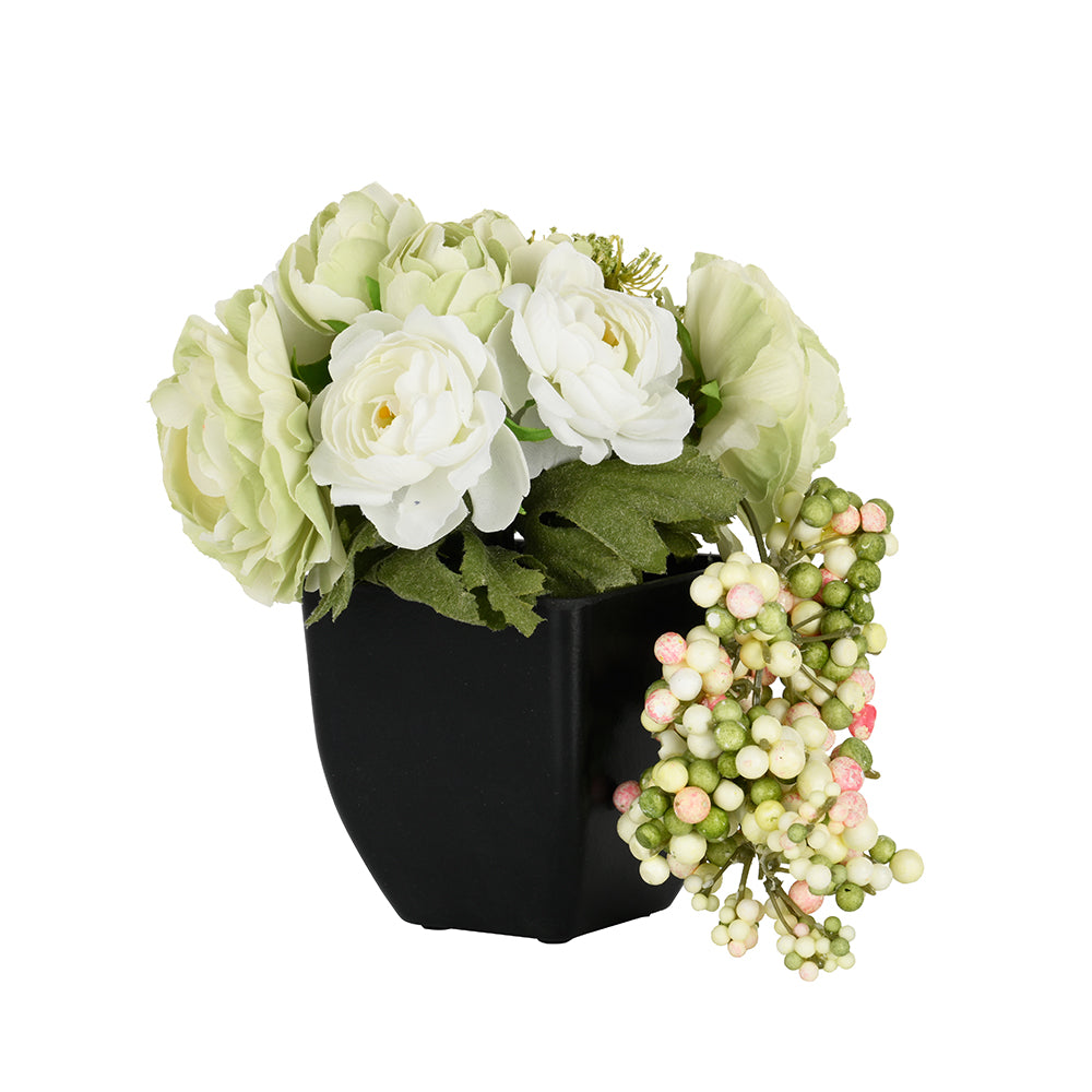 White and Green Flower Pot