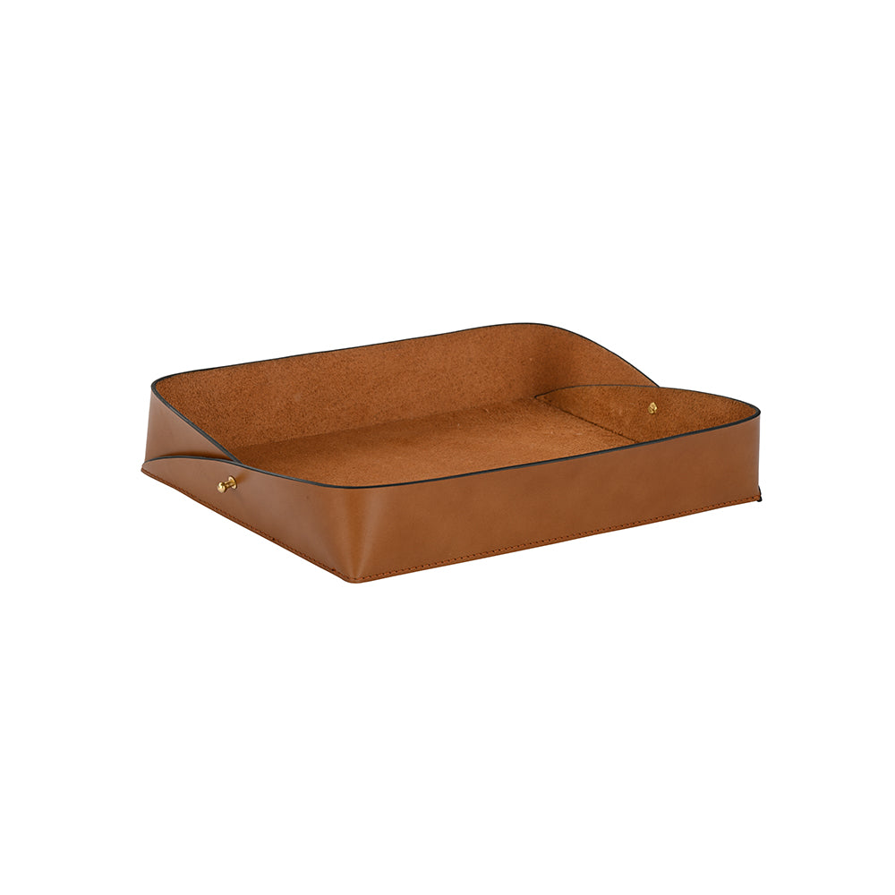 Classic Leather Paper Tray with Button