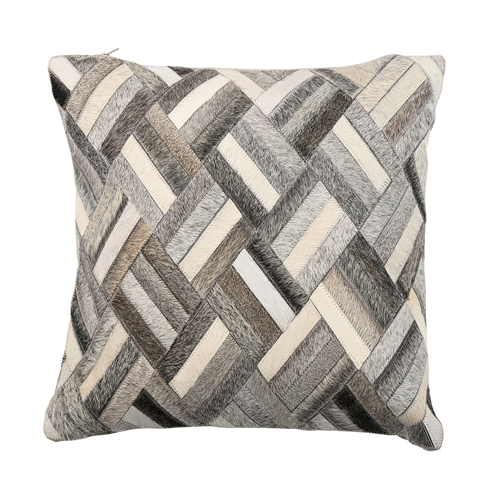Hairon Leather Cross Patchwork Cushion Cover