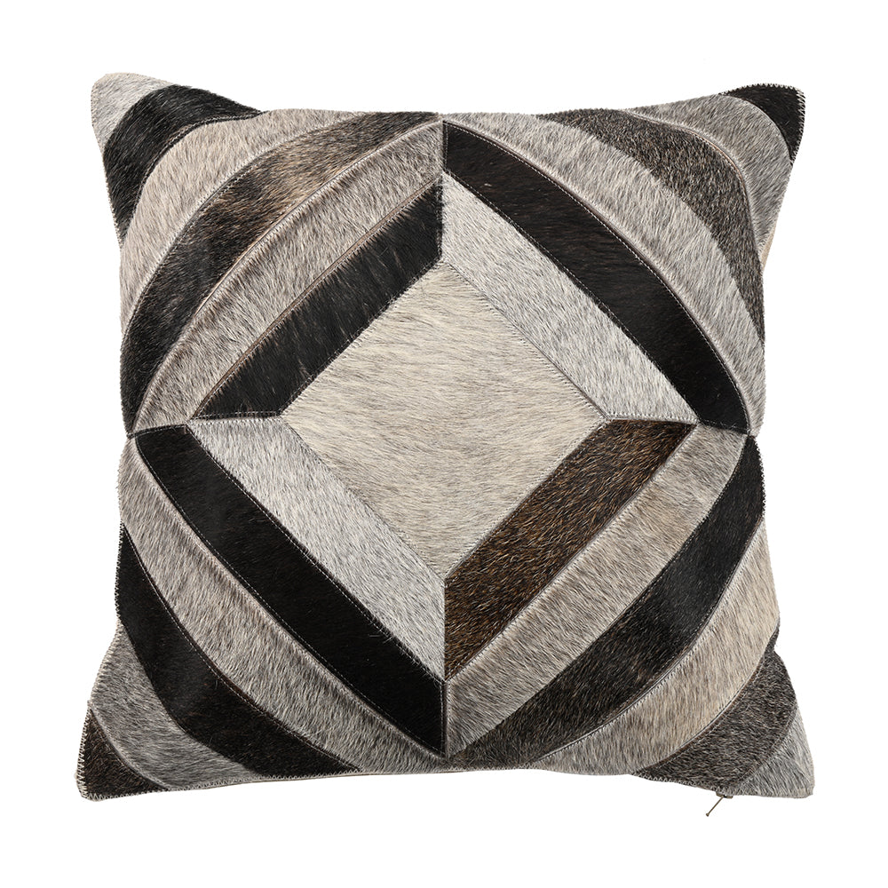 Hairon Leather Diamond  Patchwork Cushion Cover
