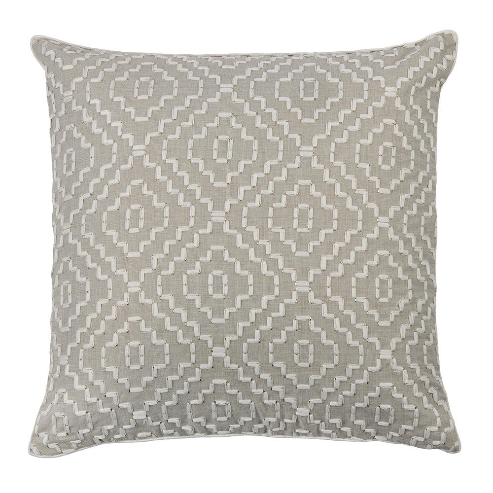 Aztec Light Grey Embroidery Cushion Cover