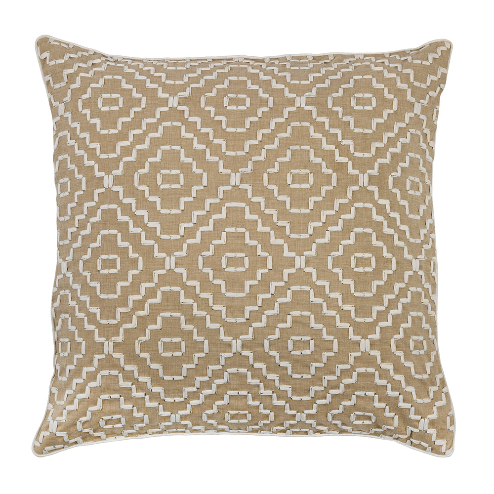 Aztec Beige Embroidery Cushion Cover