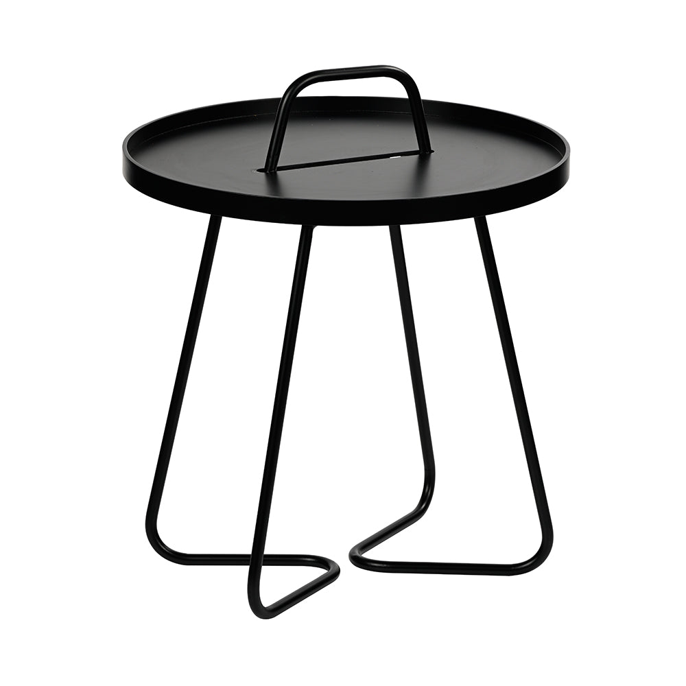 Outdoor Side Table with Black Metal Handle