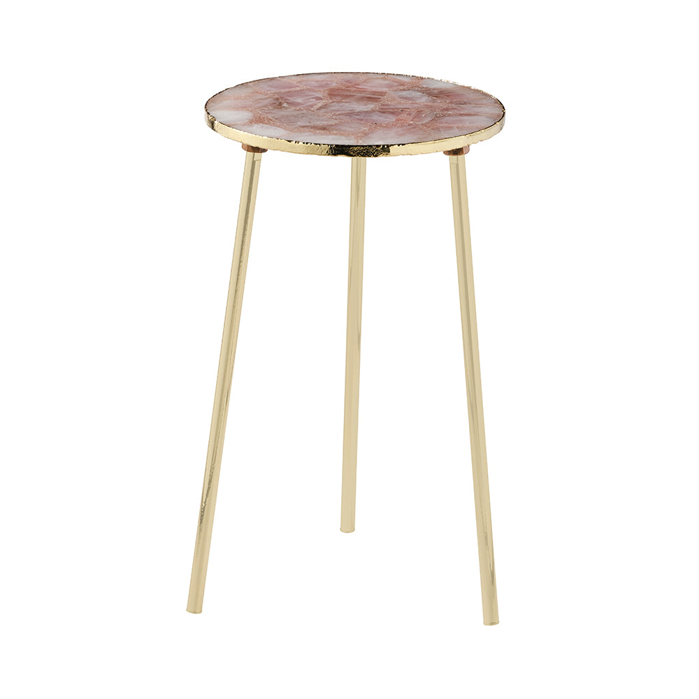 Tripod Table Round Pink Agate